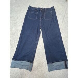 Crown & Ivy Womens Wide Leg Crop Jeans Dark Wash Size 16 Cropped Cuffed Denim